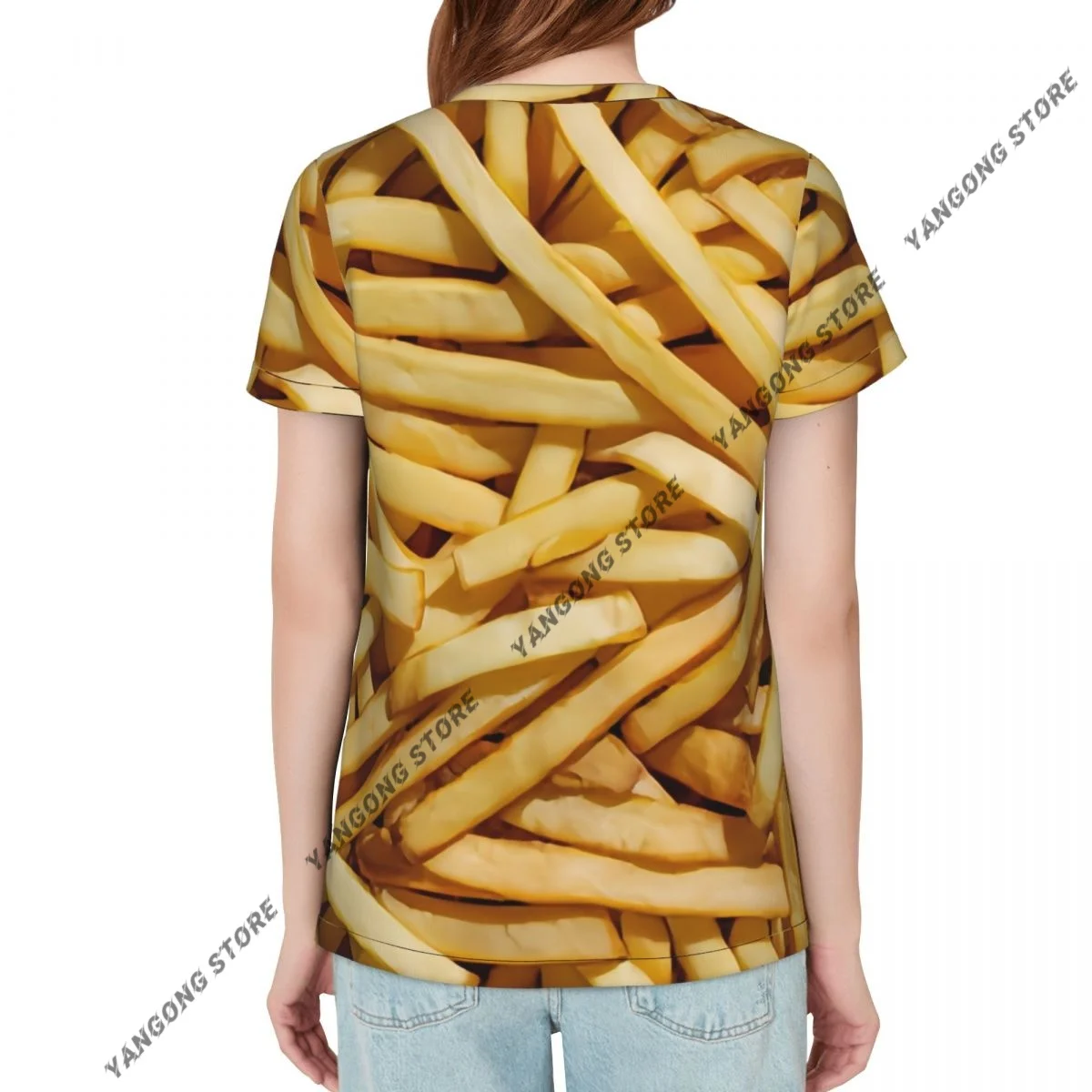 Women's T-shirt ladies casual French Fries Potatoes female T-shirt short-sleeved T-shirt summer thin tops
