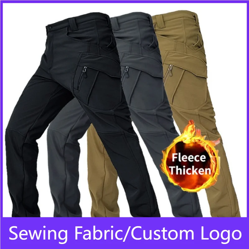 Men's Fleece Lined Winter Warm Tactical Pants Waterproof Hiking Casual Thermal Work Cargo Pants Insulated Skiing Outdoor Sports