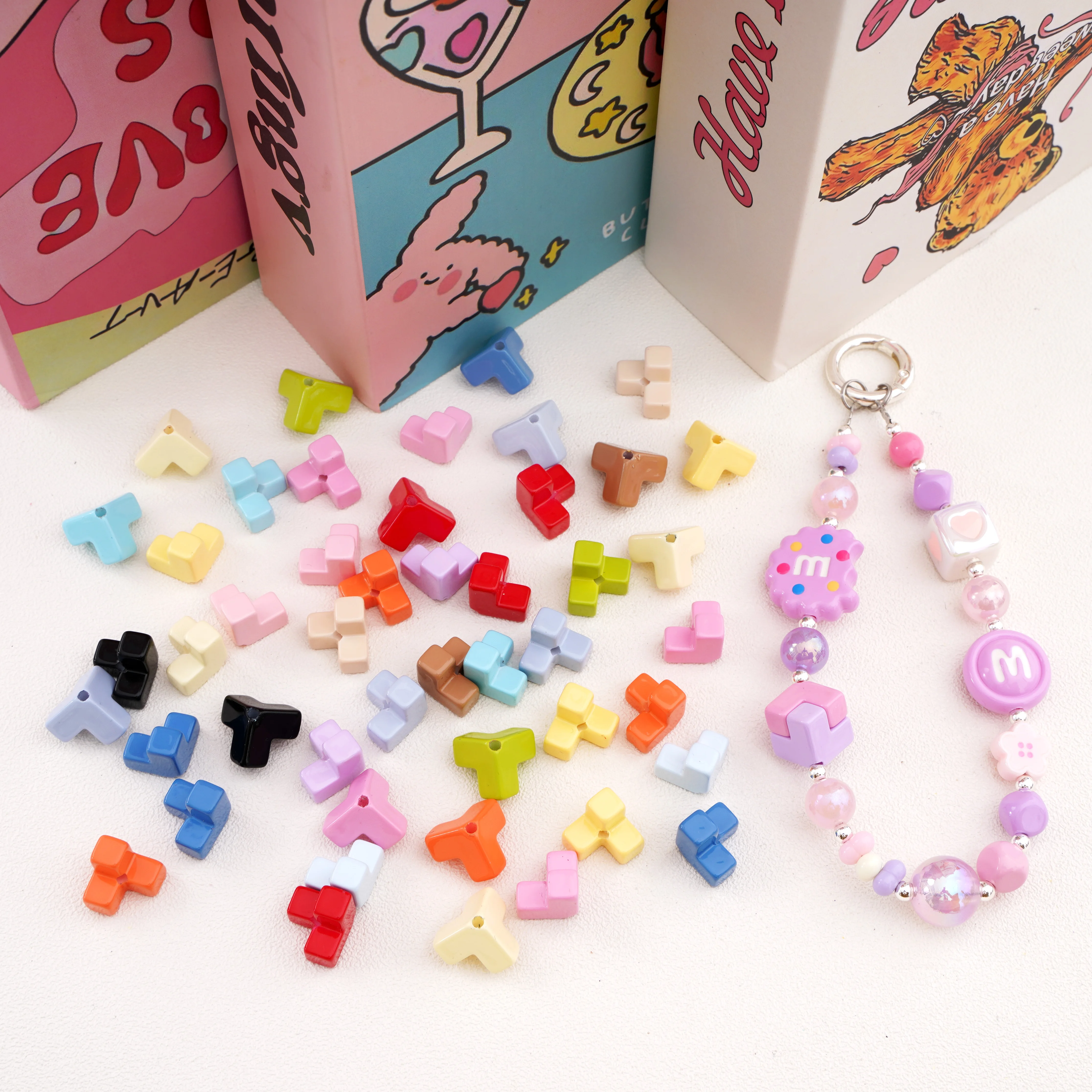 4-20pcs 16mm Acrylic Square Combo Beads Multicolor DIY Craft Charms Bracelets Necklaces Bags Phone Lanyards Making Supplies