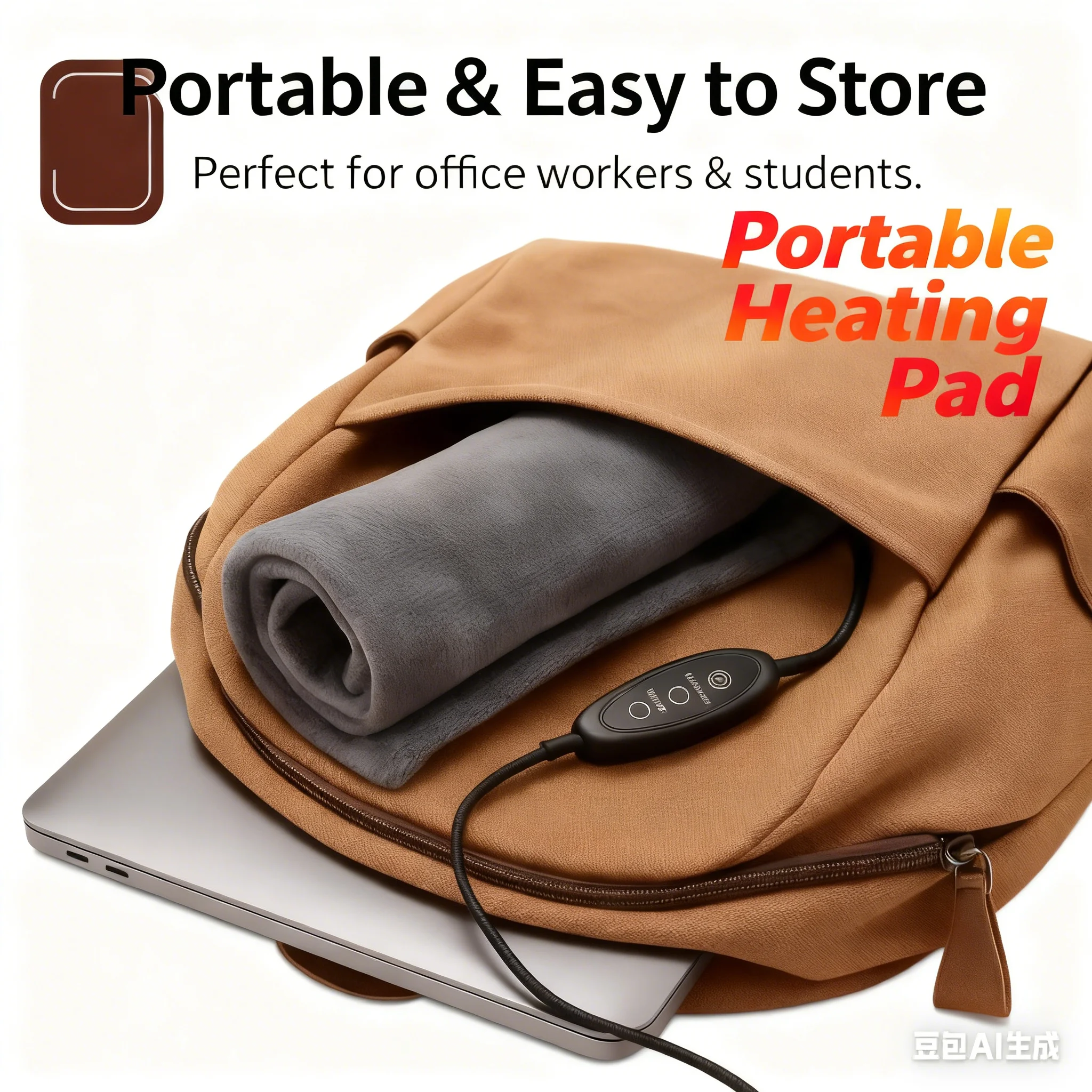 5V USB Portable Heated Pad, 3-Temperature Settings, Fast Heating, Soft Foldable Warm Desk Mat for Travel Work