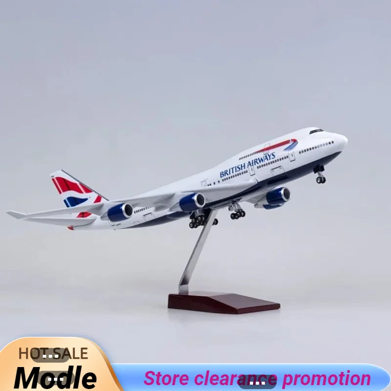 

47cm 1/150 Scale B747 British Airways Aircraft Airplane Model Toys with Light and Wheel Diecast Resin Alloy Plane Home Decor