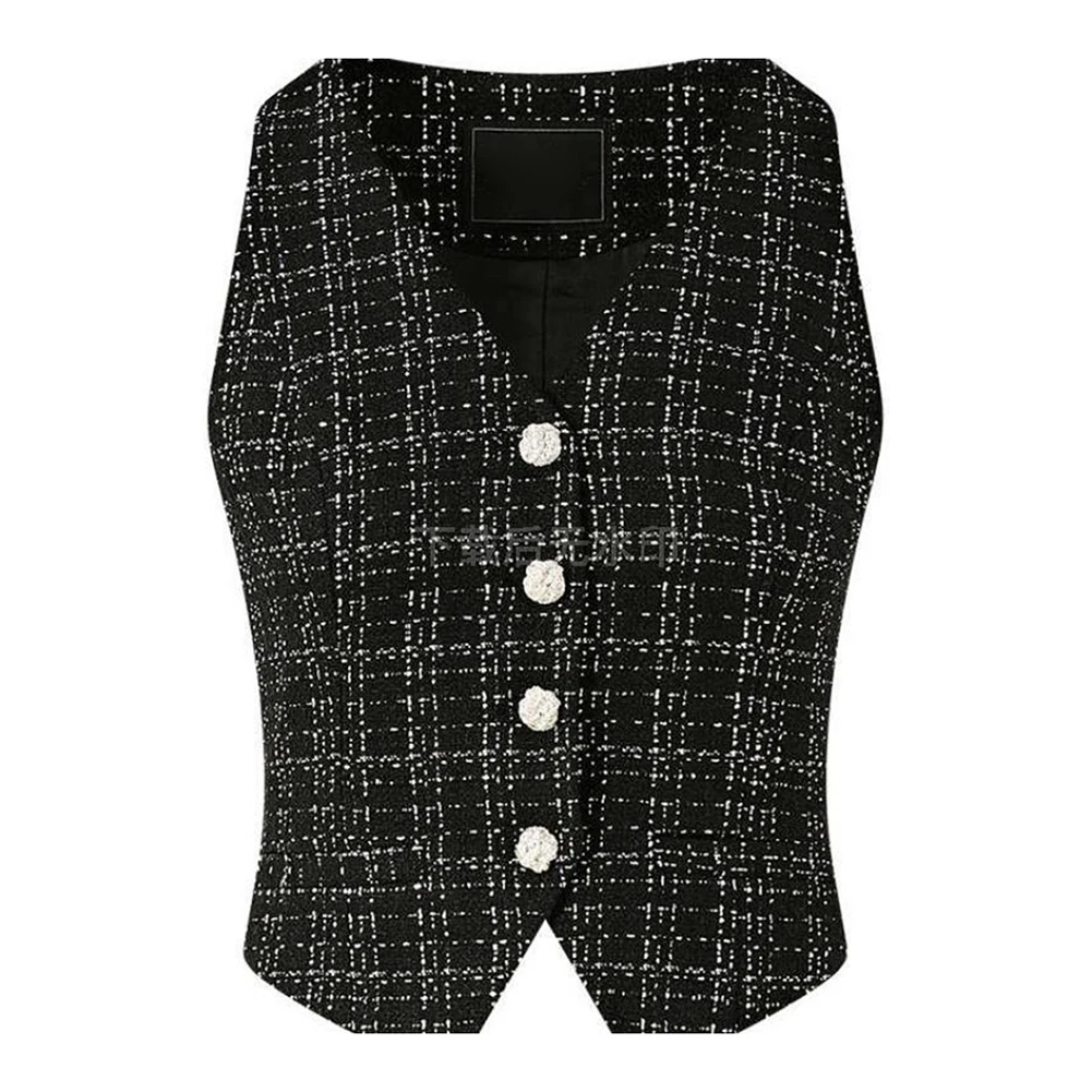 

Women's Sleeveless Plaid Vest V Neck Waist Cinching Tank Top Casual Crop Top for Daily Holiday Party Four Seasons