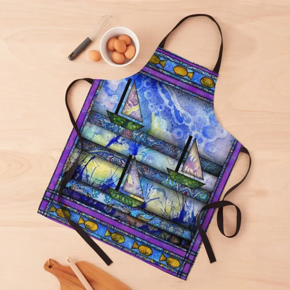 

Sailboat Quilt Apron Household Items work ladies carpenter Dress Apron