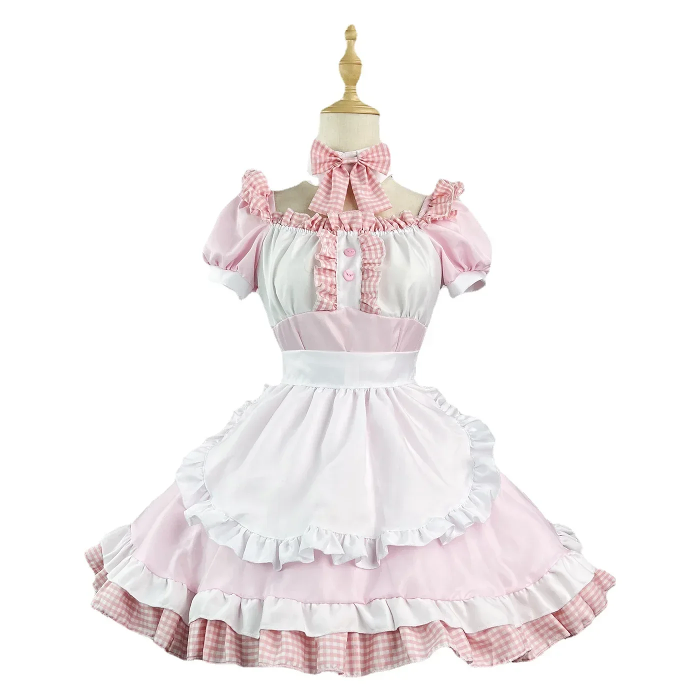 

New Pink Cute Lolita Maid Dress Costumes Cosplay Cat Girl Maid Dress Suit For Waitress Maid Party Stage Costumes S -5XL