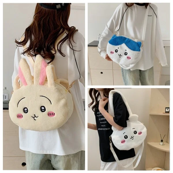 Three Uses Cute Plush Handbag Crossbody Backpack Hachiware Usagi Backpack Large Capacity Schoolbag Accessories Gift
