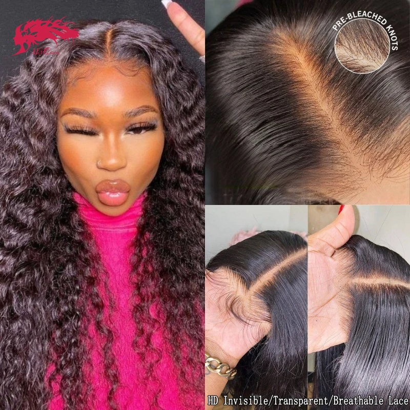 

Ali Queen Deep Wave Lace Frontal Wig 13x4 13x6 Indina hair Virgin Human Hair Lace Closure Glueless Wig 180% Density