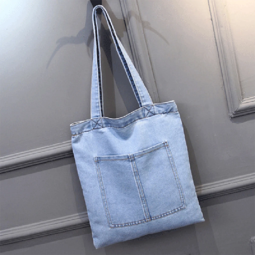 Bolso de hombro de gran apertura salvaje, espacioso y conveniente para todos los días, bolso de compras informal con cremallera, libros, estilo 1, azul oscuro