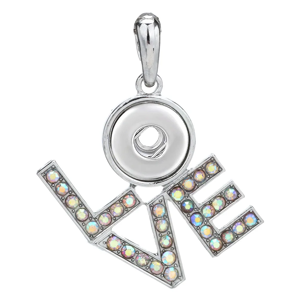 New Snap Button Jewelry Pendant Crystal 12mm Snap Button Necklaces Pendants Fit Mini Snap Buttons Making Jewelry Pendants