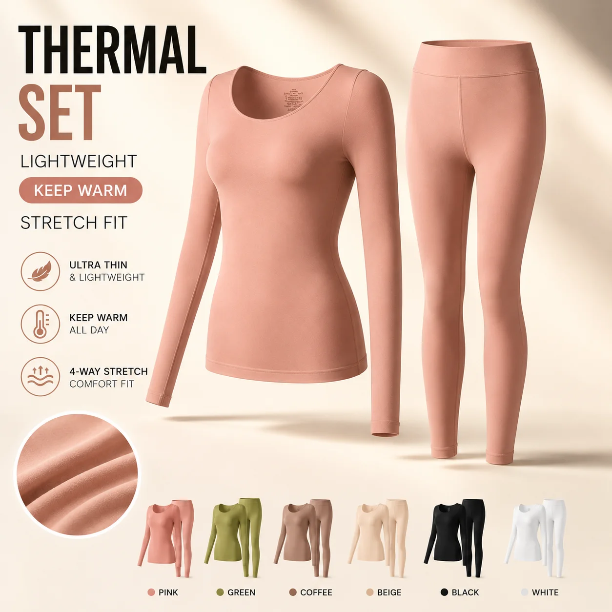 Sous-vêtements thermiques pour femmes, T-shirt à manches longues, haut thermique fin, L-XL
