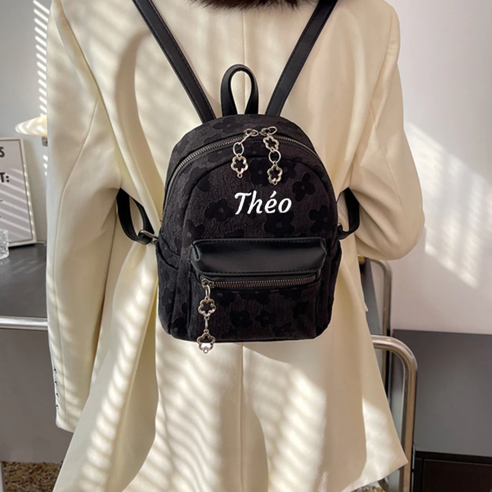 

New Custom Little Flower Pattern Women's Hight Quality Backpack Personalized Name Simple Girls Gift Backpack Travel Shoulder Bag