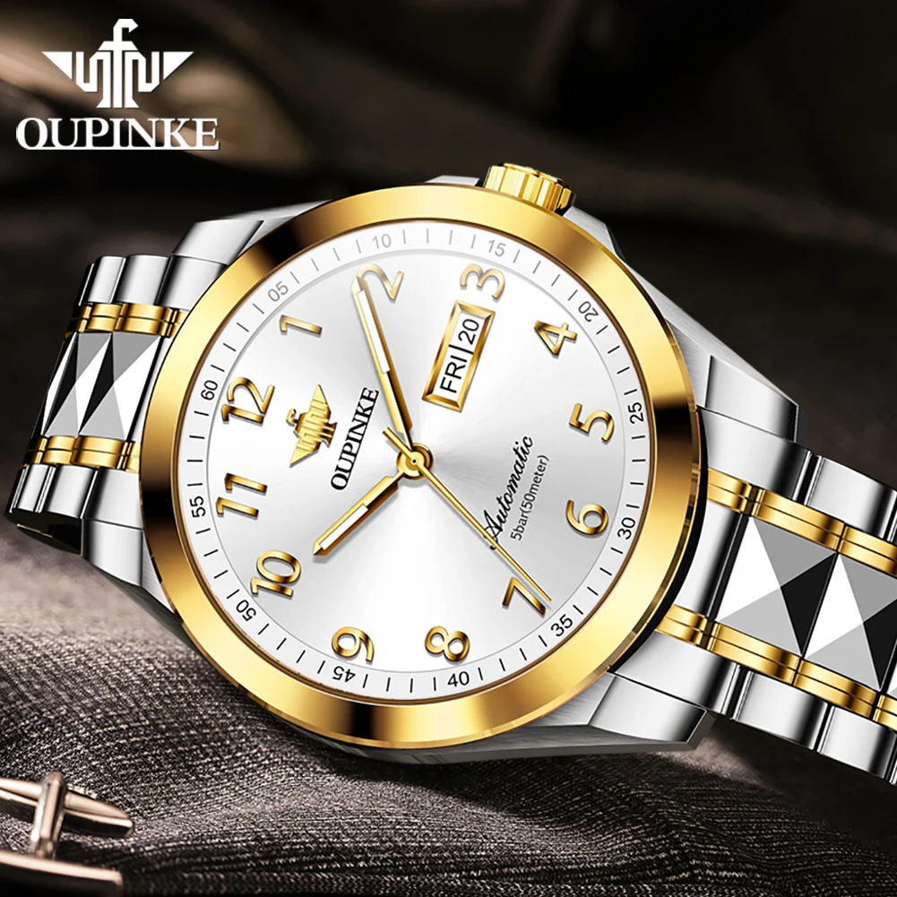 OUPNKE 3228 Men Watch Luxury Imported Movement Men's Mechanical Watch Brand Tungsten Steel Sapphire Mirror Waterproof Men Watch