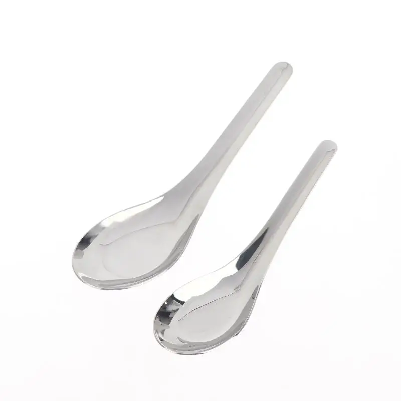 ~2Pcs Stainless Steel Flat Bottom Spoons Long Handle Smooth Scratch Resistant Dishwasher Safe Rice Soup Spoon Kitchen Tableware