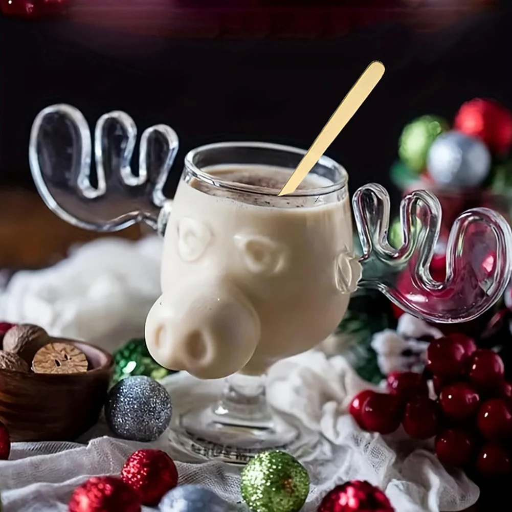 240 ml 8 Unzen Weihnachtstasse Weihnachten Rentierkopf Weihnachtsferien Elchbecher Milchglas Wein Bier Wasser Saft Milchglas