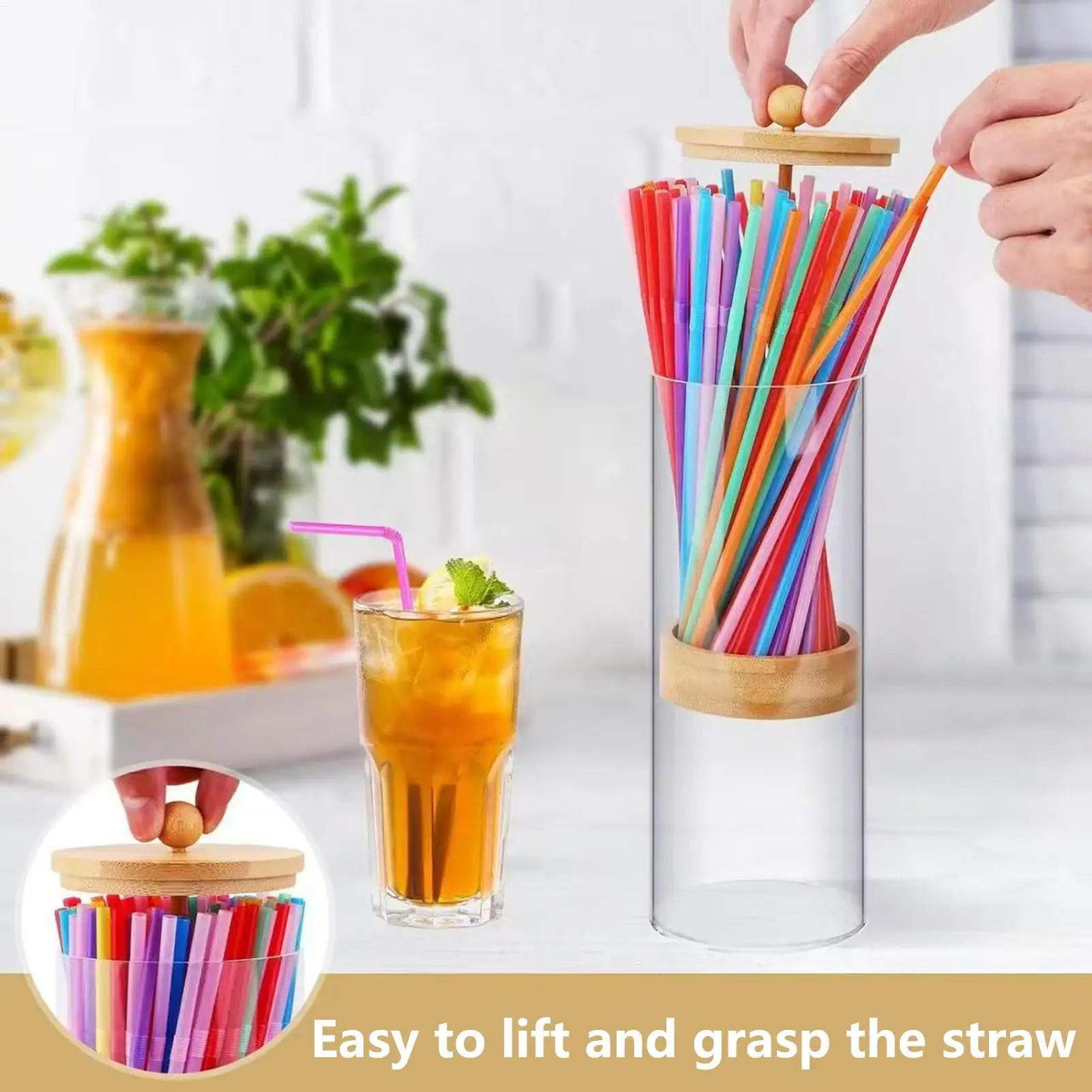 

Straw Dispenser Restaurant Home Drinking Straw Storage Waterproof Versatile Counter Dispenser With Lid For Coffee Shop Dining