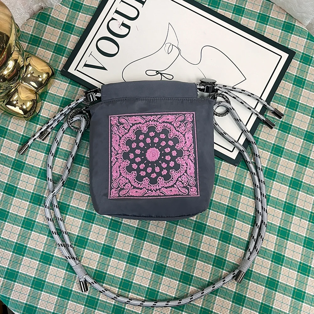 Nylon Crossbody Bag Simple Versatile Embroidered Crossbody Bag Japanese Bag Fresh Sweet For Daily Use Japanese Outfits Casual