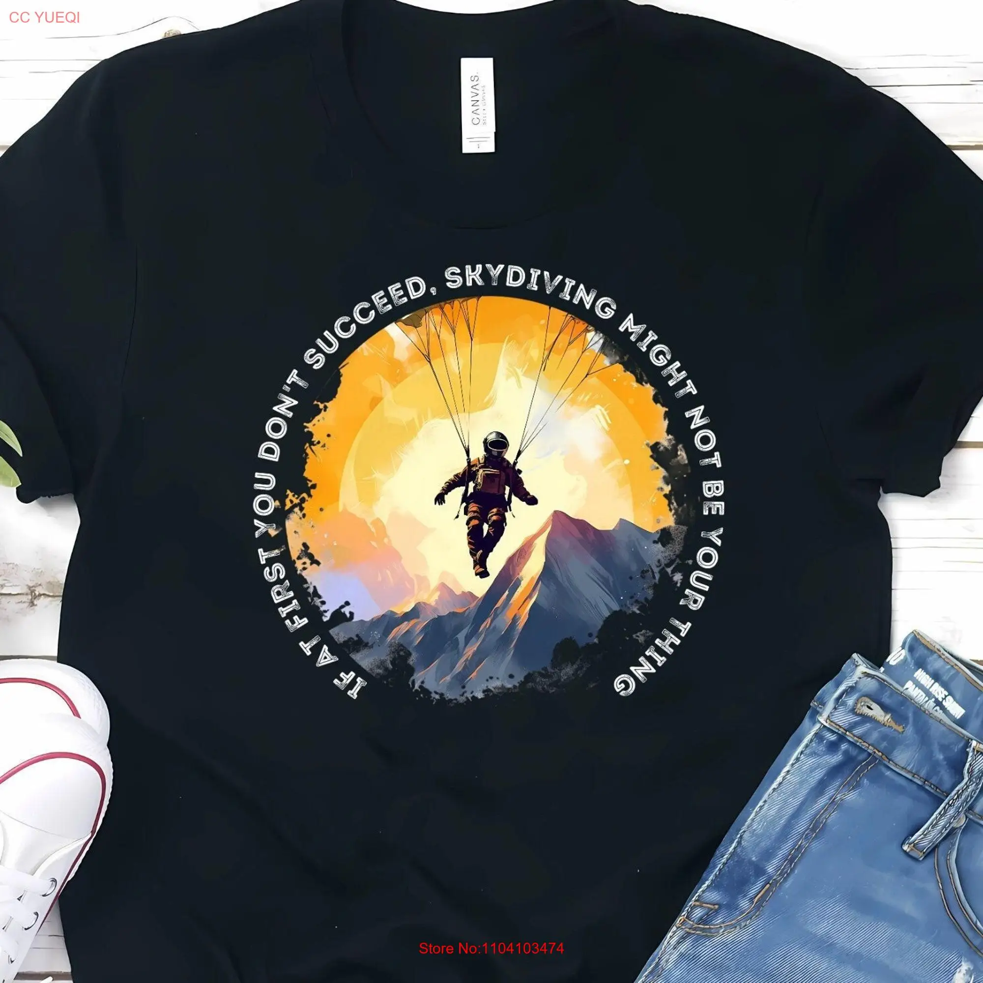 Skydiver T Shirt Funny Skydiving for Parachutists Skydive Instructors Enthusiasts Parachuting long or short sleeves