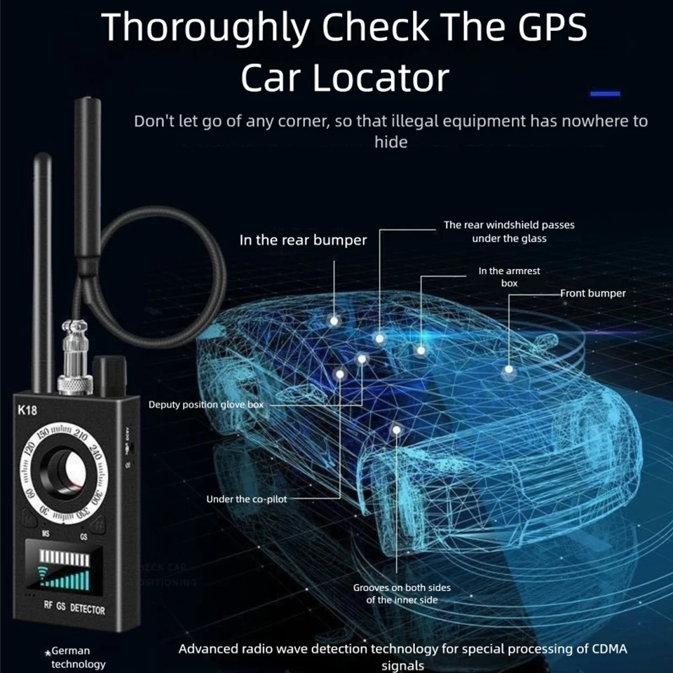Детектор устройства против прослушивания 1-6,5 ГГц, скрытая камера Wi-Fi, ошибка, анти-GPS-трекер, камера-обскура для отеля/устречи/путешествий, конфиденциальности