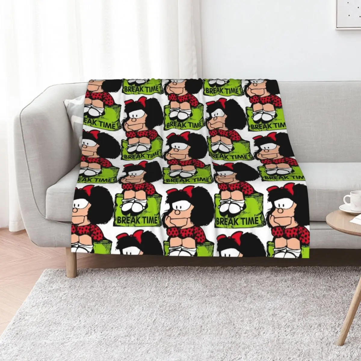 Mafalda break time sitting and relaxing position Throw Blanket Beach Bed Fashionable warm winter Heavy Sleeping Bag Blankets