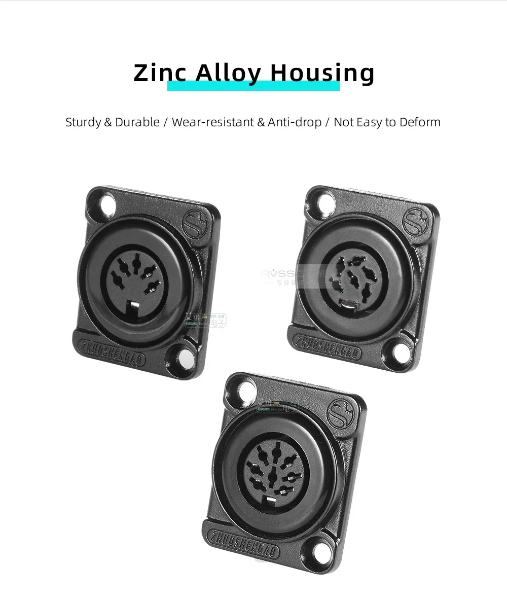 5-Pin Female XLR DIN Socket Connector D-Type Mini for KTV Player Router Switch MIDI Keyboard Conference Mic