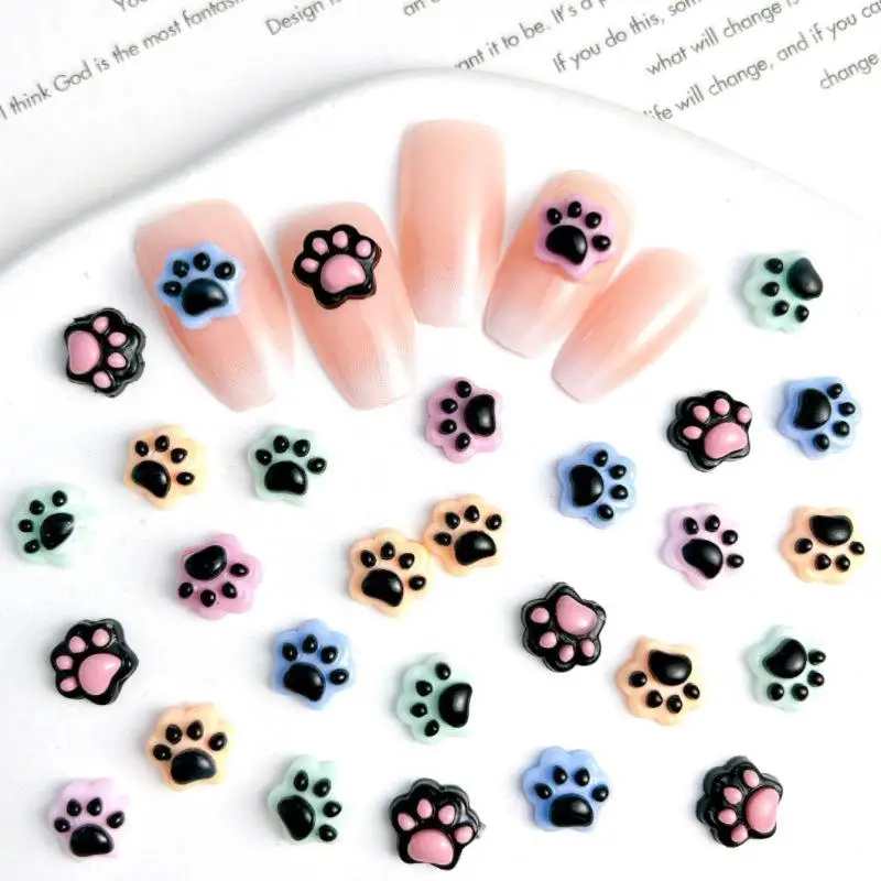 50PCS Luminous Cute Cat Claws Nail Charms Colorful Mini Claws Resin Nail Art Decorations DIY Hairpin Manicure Accessories