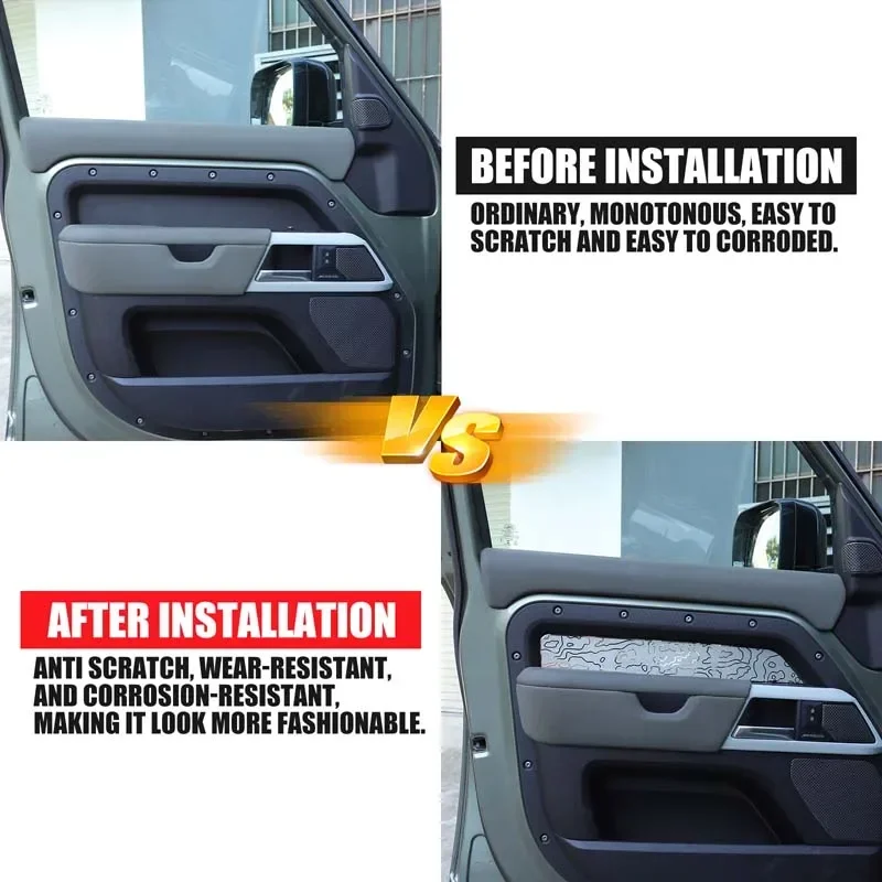 

For Land Rover Defender 110 130 2020-2024 Stainless Steel Car Interior Door Decorative Panel Sticker Car protection accessories