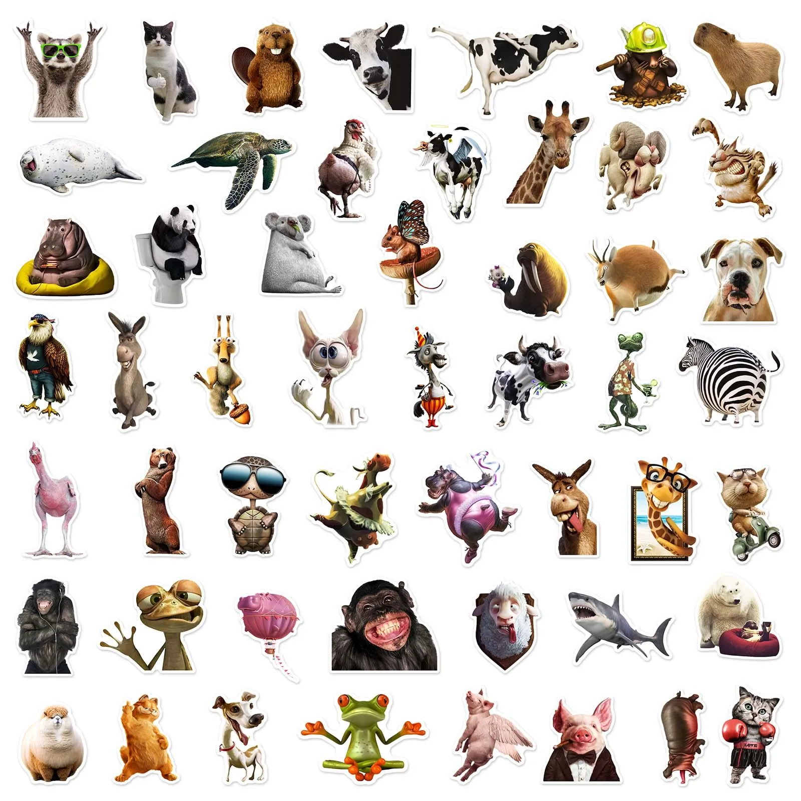 10/25/50pcs Mixed Animal Funny Meme Stickers for DIY Stationery Suitcase Water Bottle Phone Laptop Pad Scrapbooking Helmet