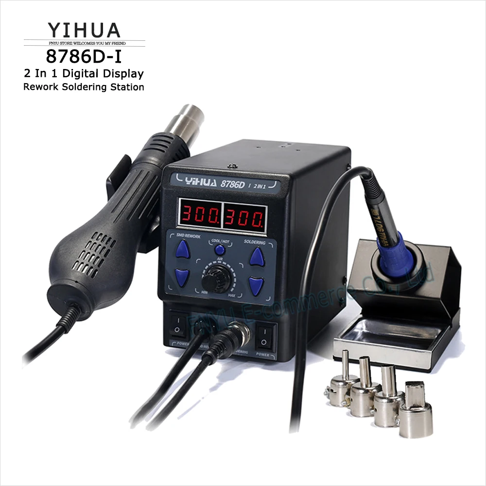 

2 In 1 Digital Display Rework Soldering Station YIHUA 8786D-I BGA Welding Machine Circuit Repair Heat Gun Has Hot And Cold Air