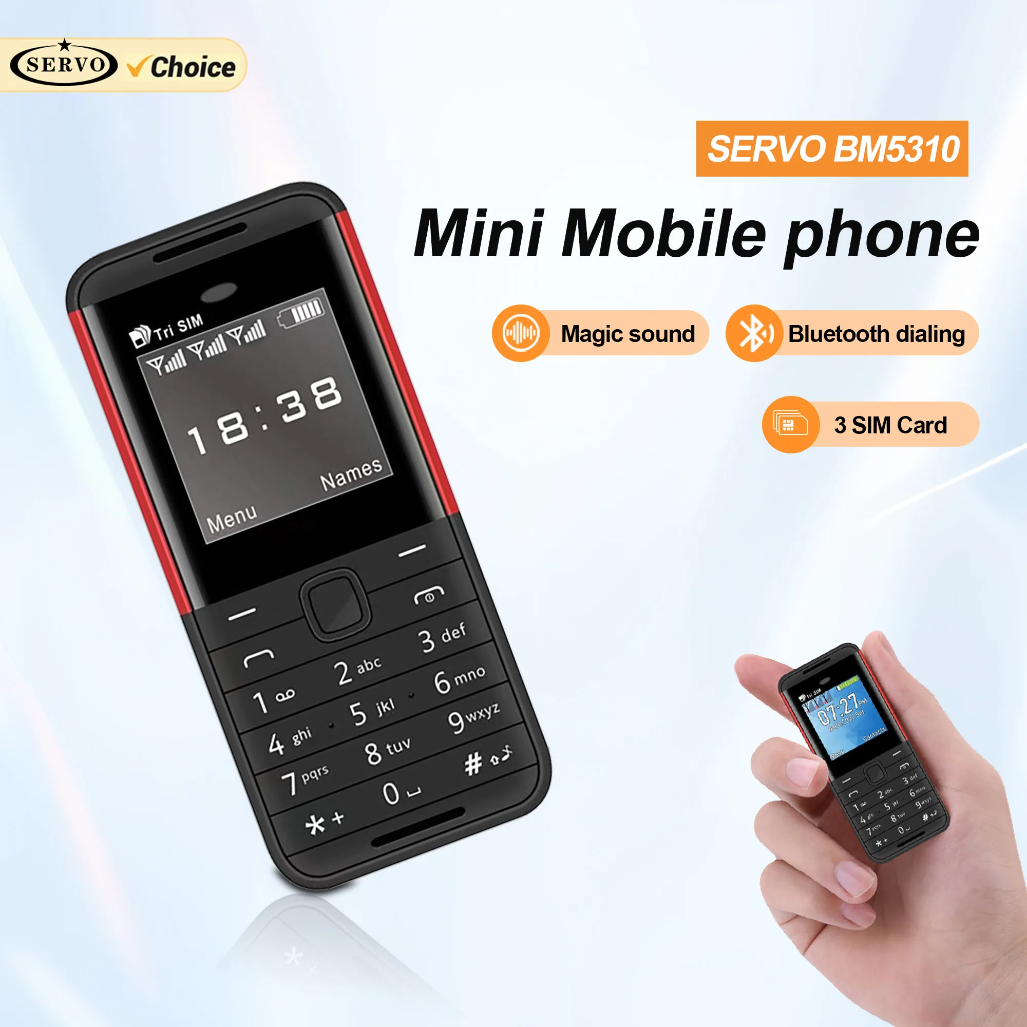 

SERVO BM5310 Mini Mobile Phone 3 SIM Standby Speed Dial Call Recorder Magic Voice Bluetooth Dialer FM 2G Super Small Cellphones