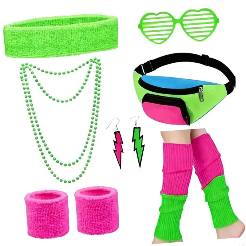 Disco Themed Costume Accessories 80S Workout Outfit For Adults Halloween Theme Parties And Stage Shows 
