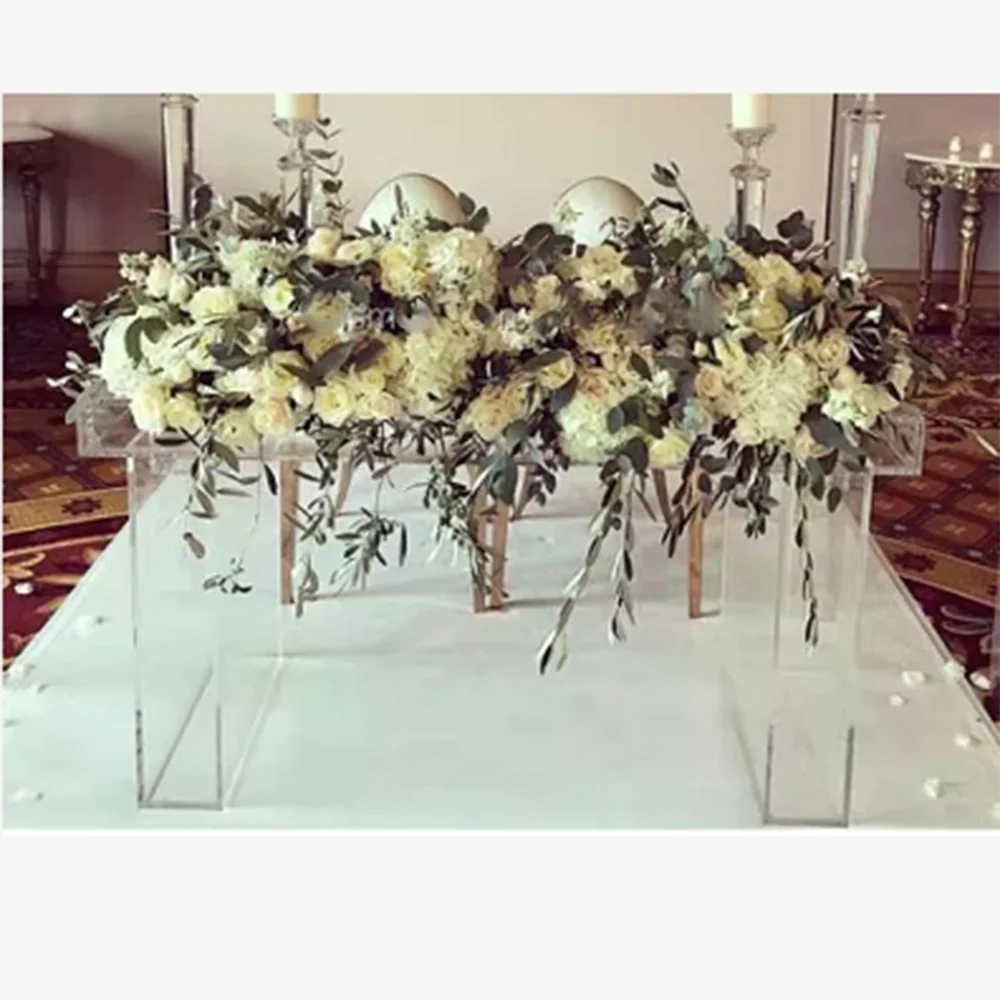 Fancy Rectangle Acrylic Flower Cake Table Wedding Banquet Decoration