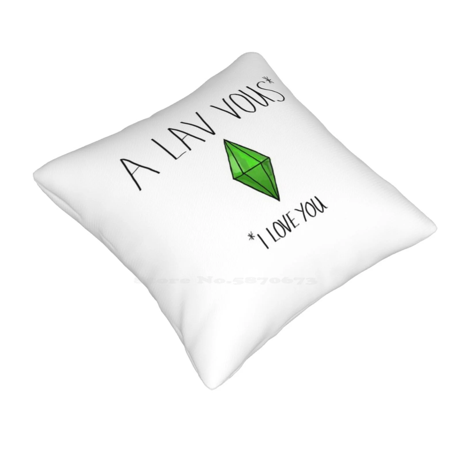 I Love You-Simlish Home Sofa Car Cushion Cover Pillowcase The Sims Sims 1 Sims 2 Sims 3 Sims 4 I Love You Simlish Plumbob Green