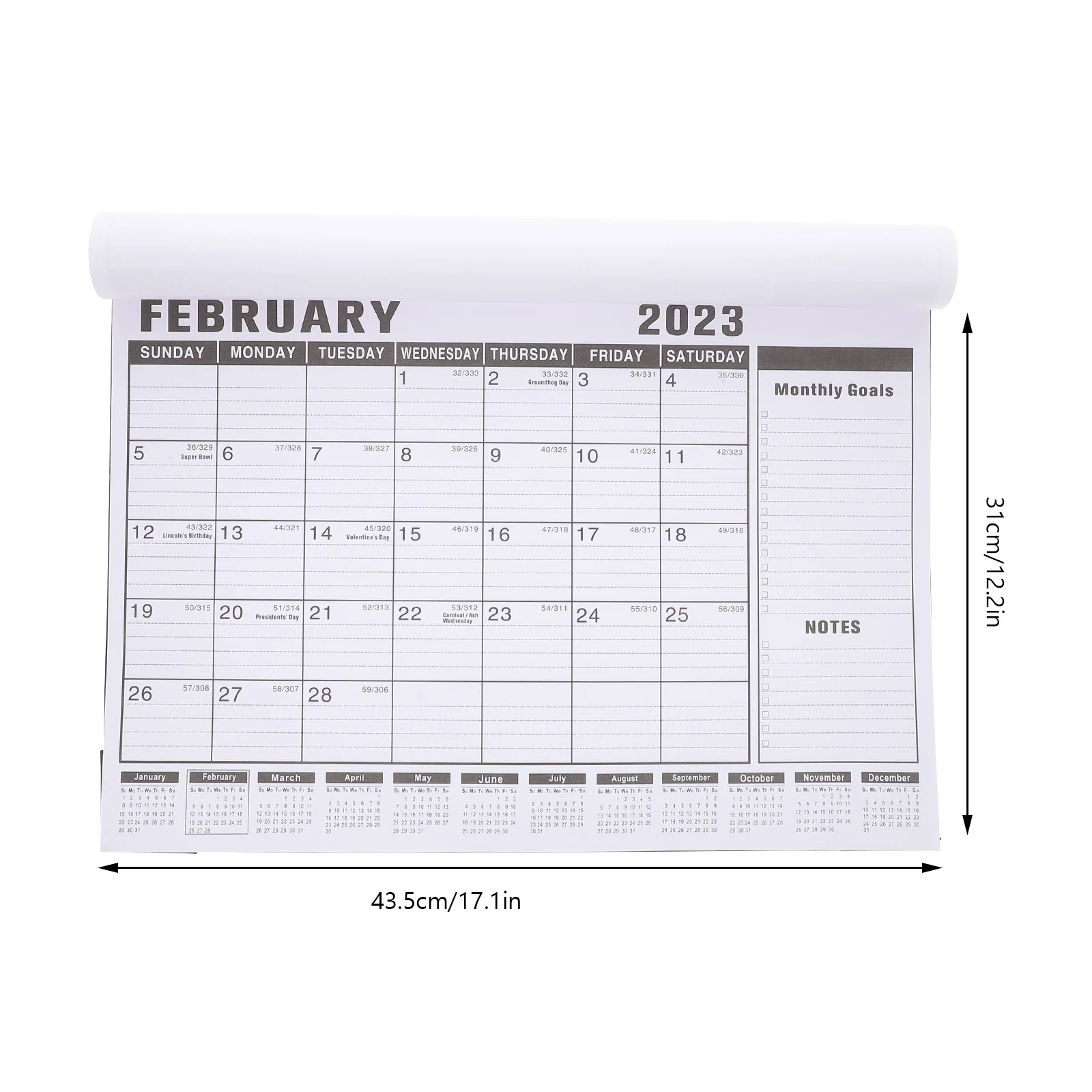 英語月間カレンダー厚紙クリアプリントシンプルなデザイン壁掛けカレンダー2023ホームオフィス教室装飾用