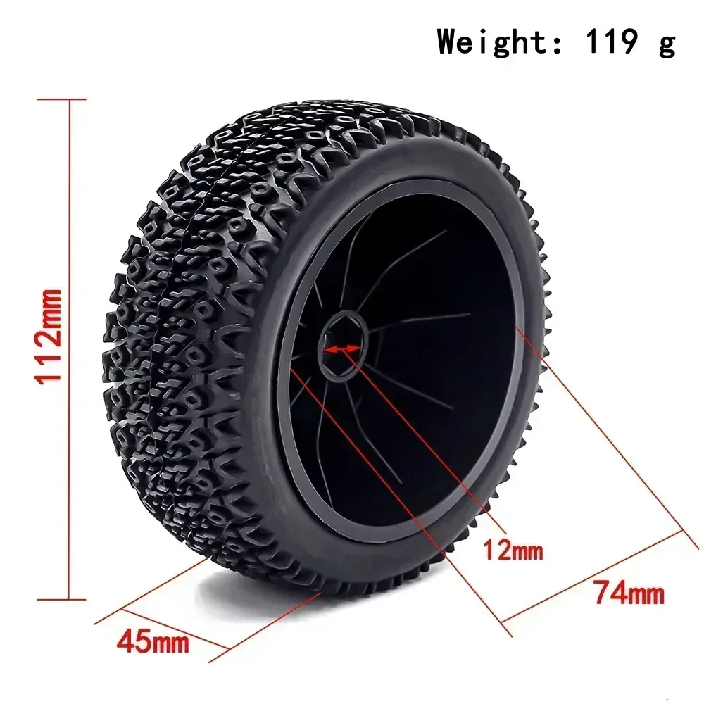 Pneus de camion de parcours court 112mm 1/10, 2 pièces, roue hexagonale de 12mm pour voiture Slash Arrma Senton HuanQi 727 Vkar 10sc Hpi Rc