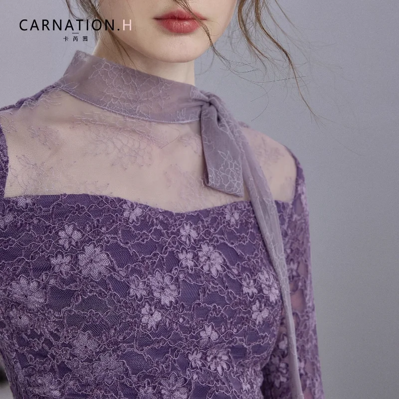 Empty Streamer Slim Fit Lace Top for Women Light Luxury Bottoming Shirt 2025 New Style Inner Layering Wear