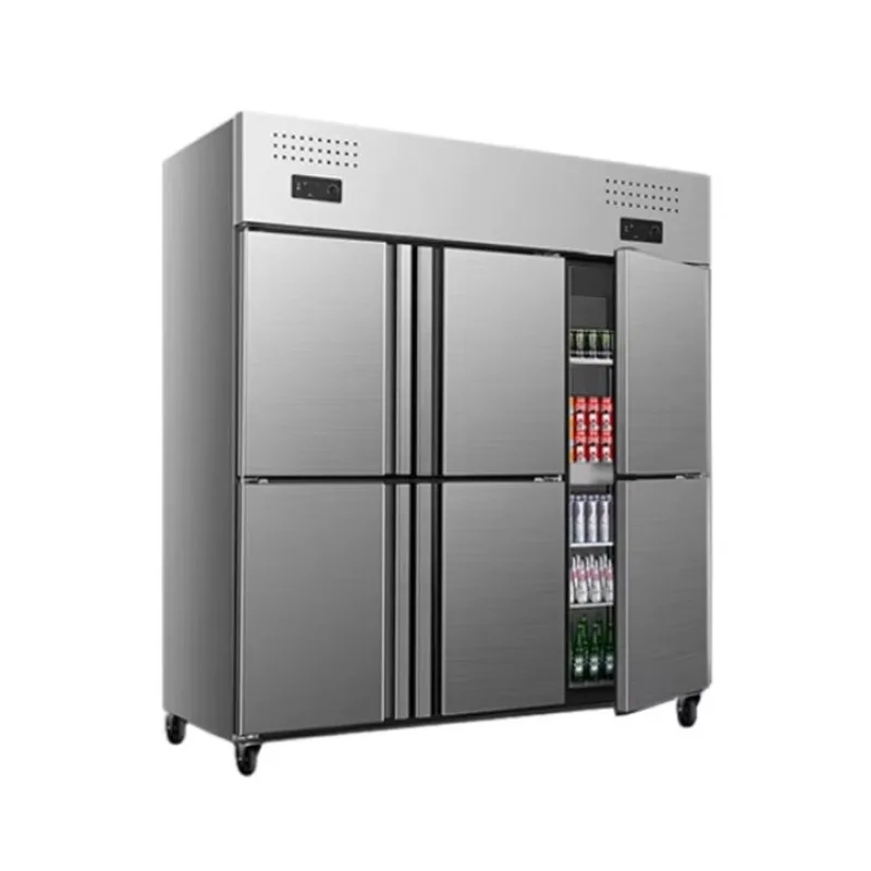 

Large Capacity Sixr-Door Commercial Freezer Double-Temperature Stainless Steel Equipment Thickened Construction for Meat Storage