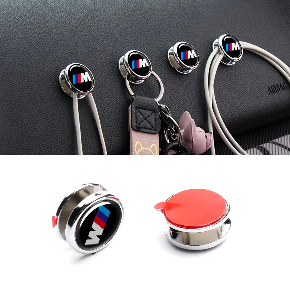 1/2pcs Car Badge Hook USB Cable Headphone Key Storage Hooks Accessories For BMW M Performance X3 E46 E39 F20 E90 E60 F30 F10 E36