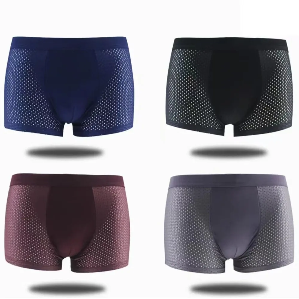 

4Pcs Comfortable Modal Men Mesh Boxers Panties Hollow Seamless Boxer Shorts Breathable Underpants Underwear for Men Gifts