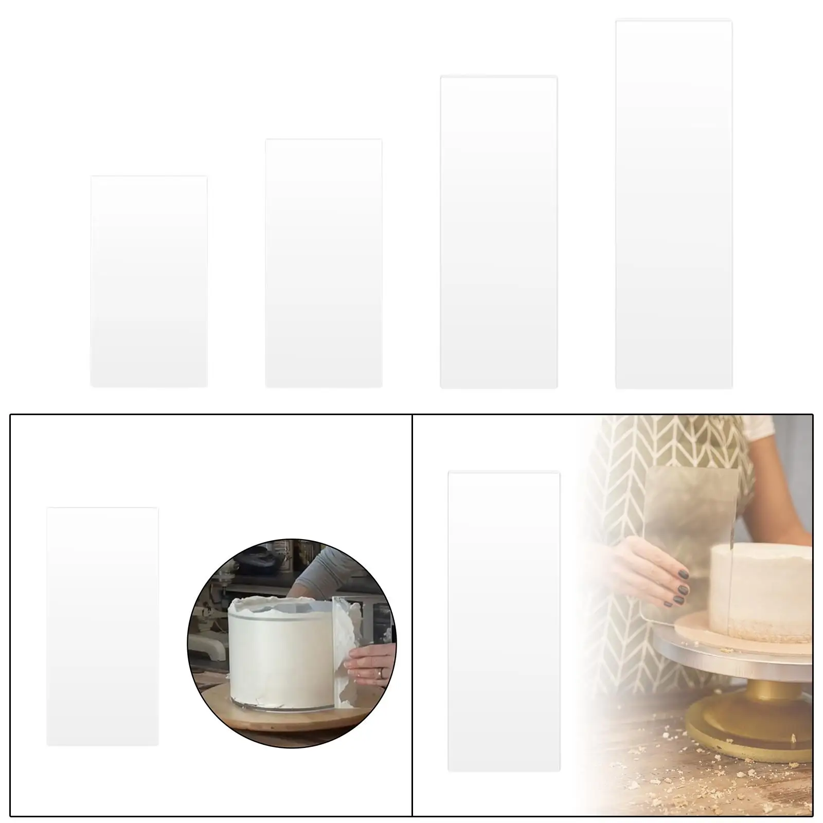 Flexible Acrylic Cake Scraper Transparent Cream Smoother Stable Grip Tool for Bakery and Home