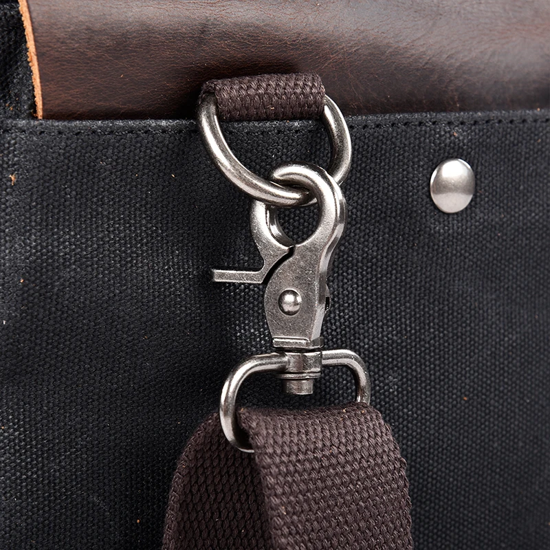 Vintage Men's Canvas Crazy Horse Leather Shoulder Messenger Bag Computer Bag Official Knight Motorcycle Bag