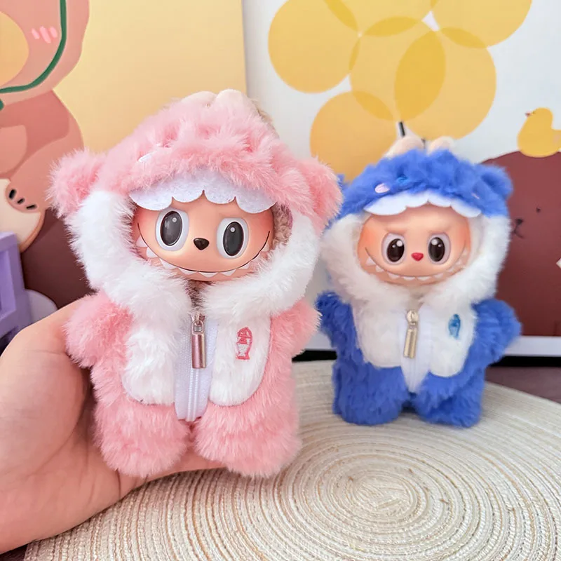 

For Doll Clothes Suitable For Labubu V1v2v3 Couple One-Piece Shark Set Doll Accessories Pink Blue Cute Cartoon Children Gift Toy