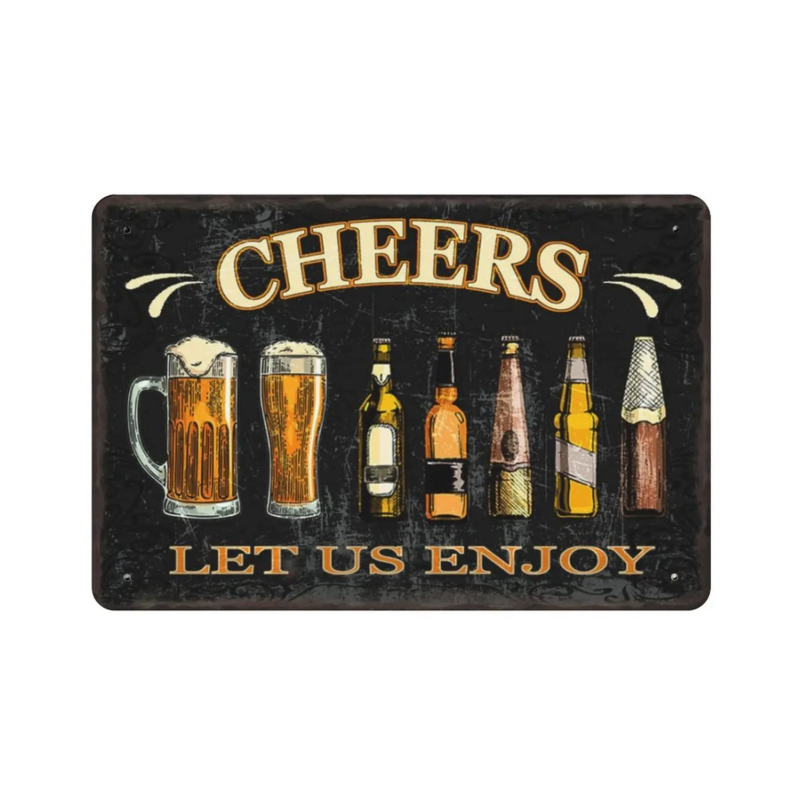 Cheers Vintage Tin Bar Sign Farmhouse Home Wall Decor Metal Signs，Wall Decor for Bars Restaurants Cafes 8X12 Inch