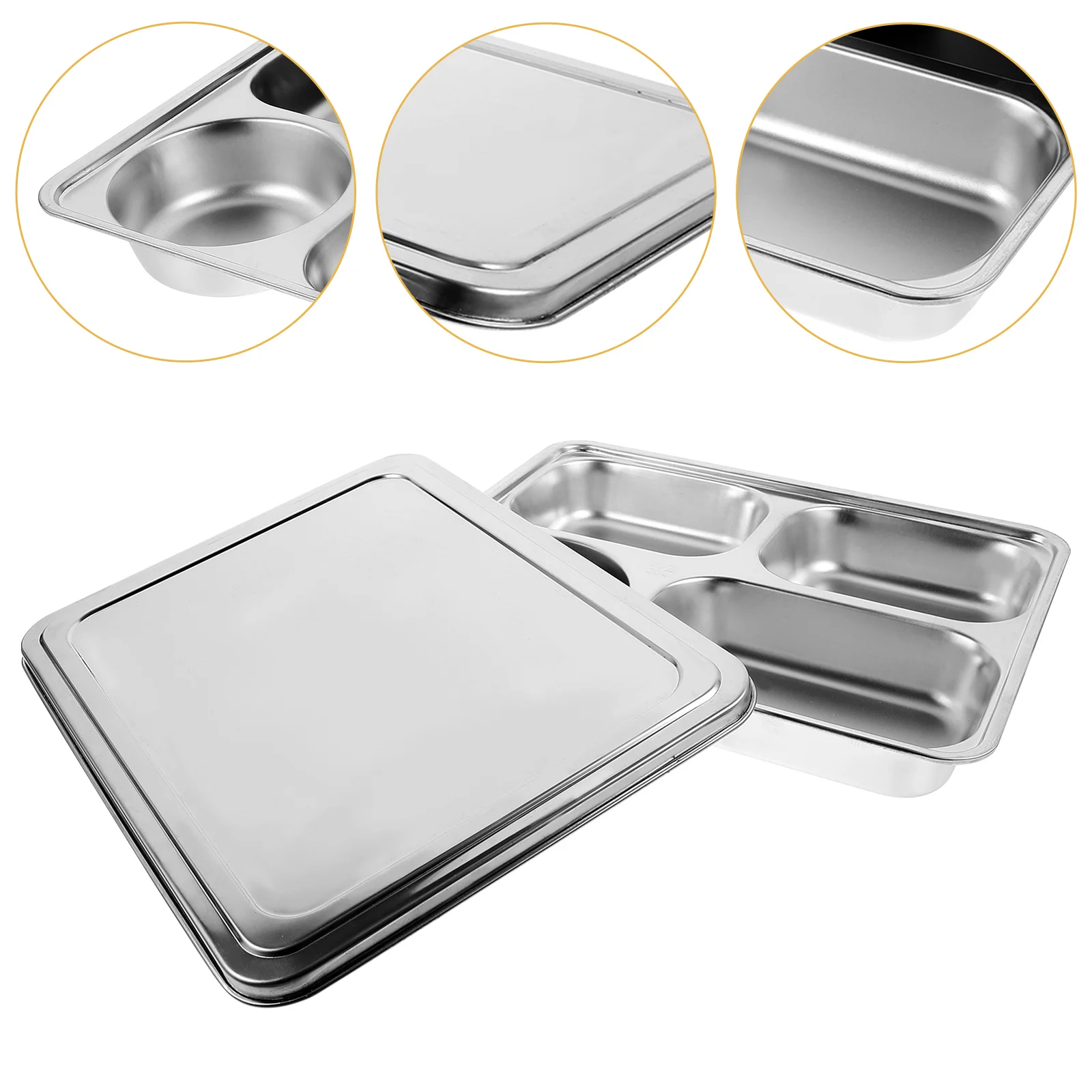 

Stainless Steel Dinner Plate Plates Kids Divided Household 201 Food Holder Child