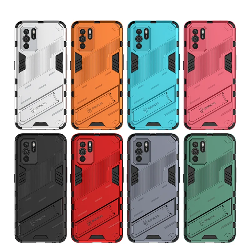 Holder Case For OPPO Reno 6Z Cover For Reno 6Z Capas Shockproof PC Phone Bumper Punk Kickstand Back Cover For Reno 6Z 6 Z Fundas