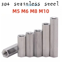2/3/5/10pcs M5 M6 M8 M10 304 A2 Stainless Steel Hexagonal Extended Nut Nut Joint External Hexagonal Screw Rod Two-Way Screw Cap