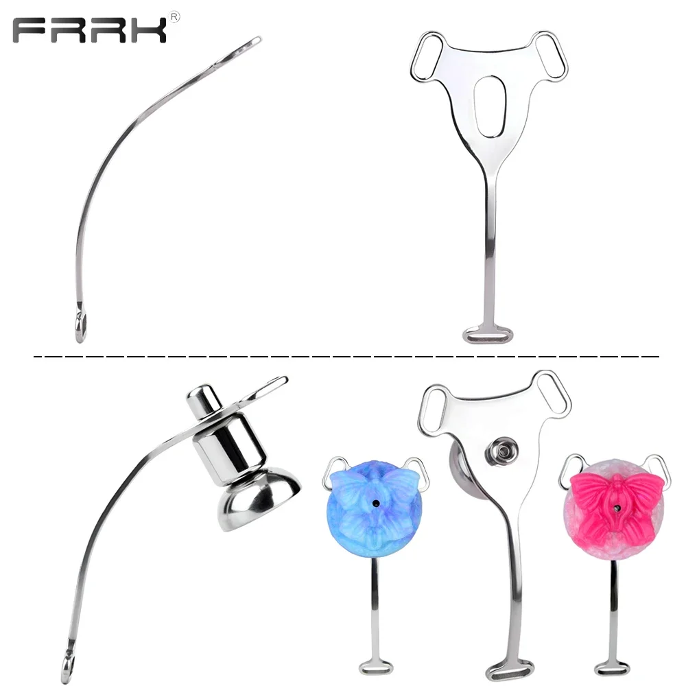 FRRK Men To Women Transformation Chastity Cage Sissies Vagina Wish Optional Catheter Belt BDSM Sex Toys 페니스링 For Transgender