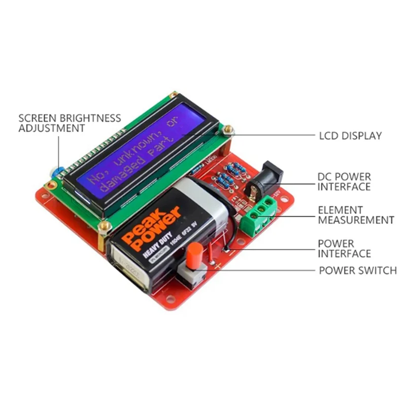 

A33R-M8 Transistor Tester Multimeter Resistance Capacitance Triode Inductance Meter DIY Welding Assembly Kit