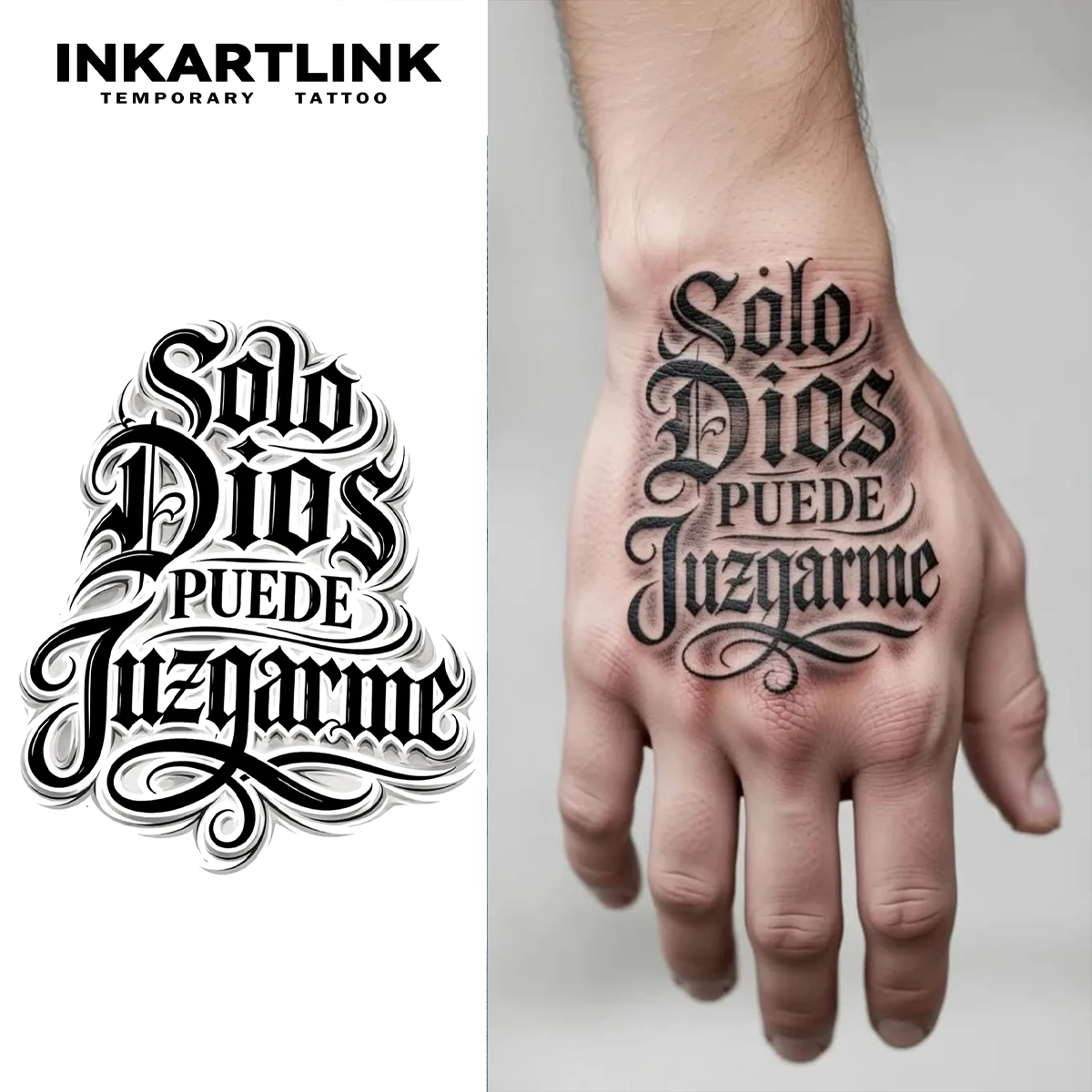 INKARTLINK 1PC Herbal Gothic Spanish Tattoo Lasts 2-5 Days, Unisex for Parties, Night Out & Faith Style
