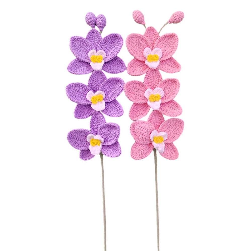 

3 Branches Artificial Flower Hotel Party Flower Bonquet DIY Knitted Butterfly Decor Simulation Flower Gift Home Artifcial Flower