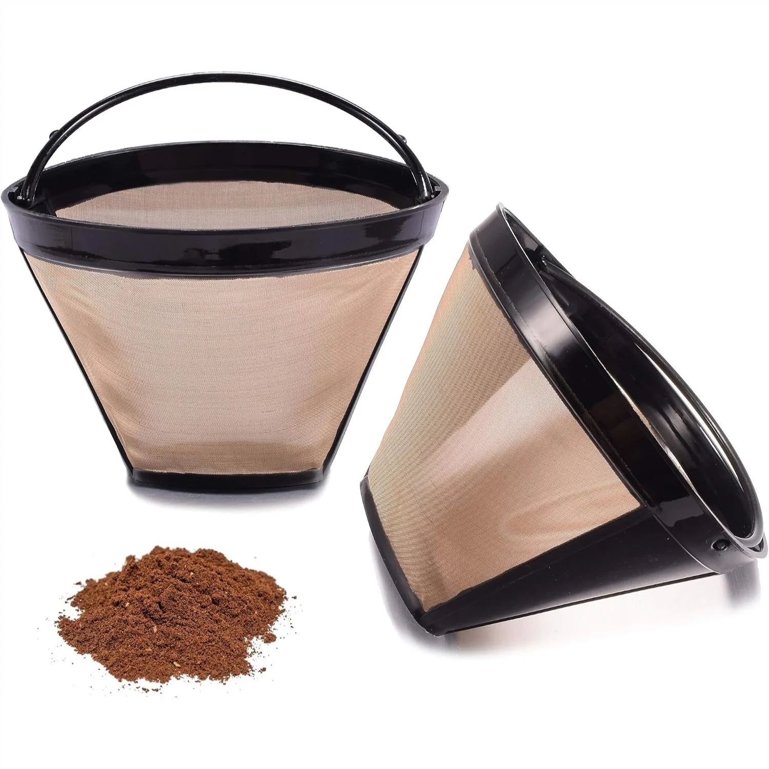 Reusable #4 Cone Coffee Filter for Ninja Coffee Bar Brewer, Permanent Stainless Steel Mesh Basket, 2 Pack
