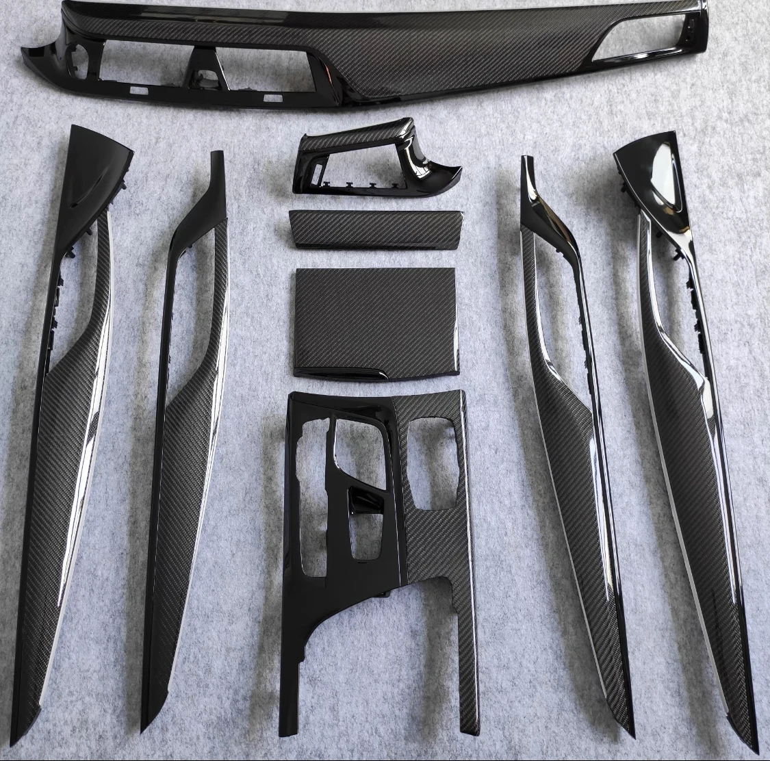 ألياف الكربون الداخلية ل X5 X6 F15 F16 لوحة العدادات قطاع الكسوة غطاء التحكم المركزي #3